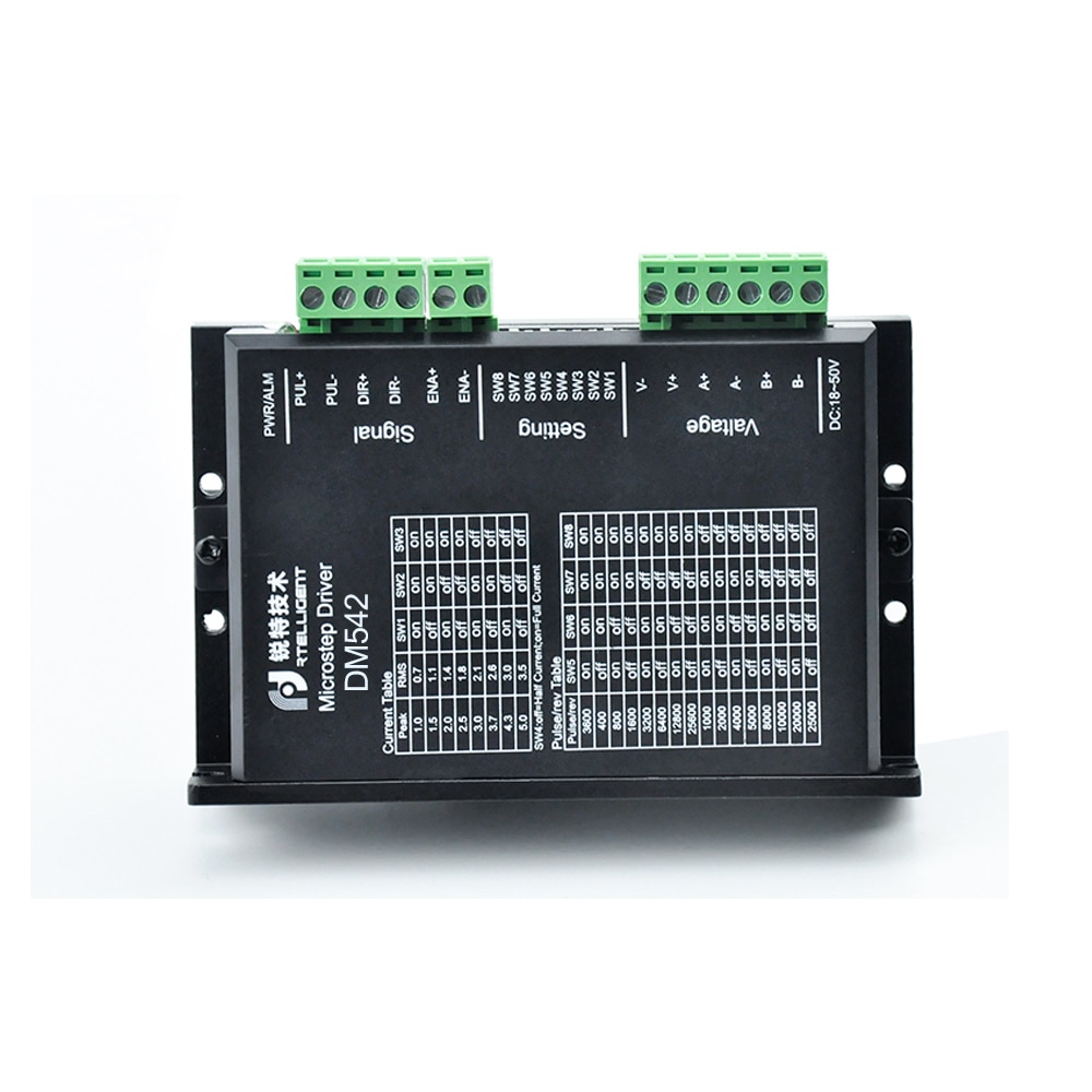 Rtelligent fábrica tomada dm542 nema 23 driver de motor passo cnc kit 5.0a 24-50vdc dc driver de motor para nema 17 23 motor deslizante