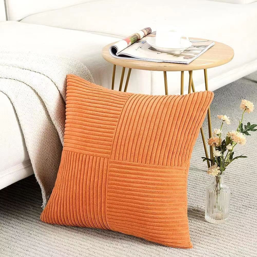 Green Textile Throw Pillow Covers 18x18 Inch for Living Room Couch Bed Sofa Soft Striped Corduroy Square Cushion Case 45x45 Cm: 470*740mm / Brown