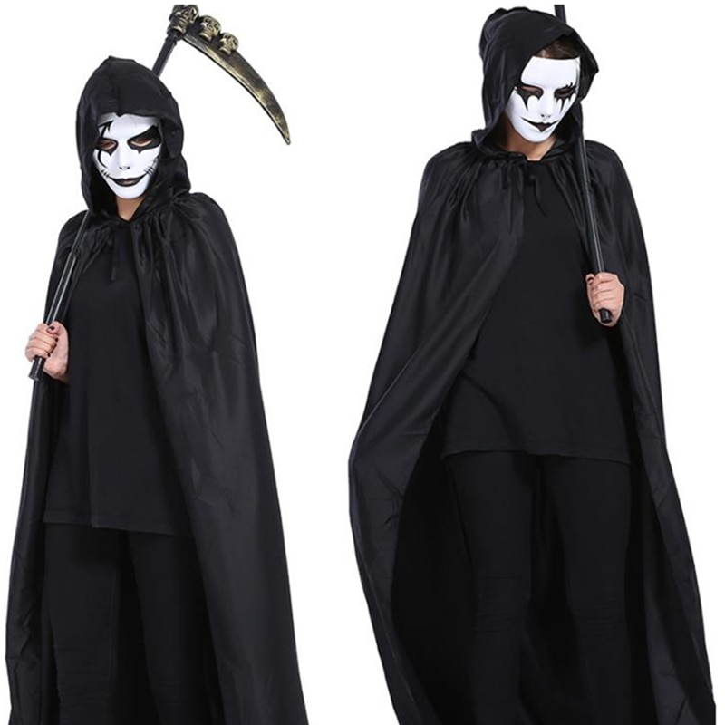 Halloween Kostuum Reaper Grote Mantel Zwart Reaper Mantel Duivel Mantel Zwarte Lange Cape Met Kap