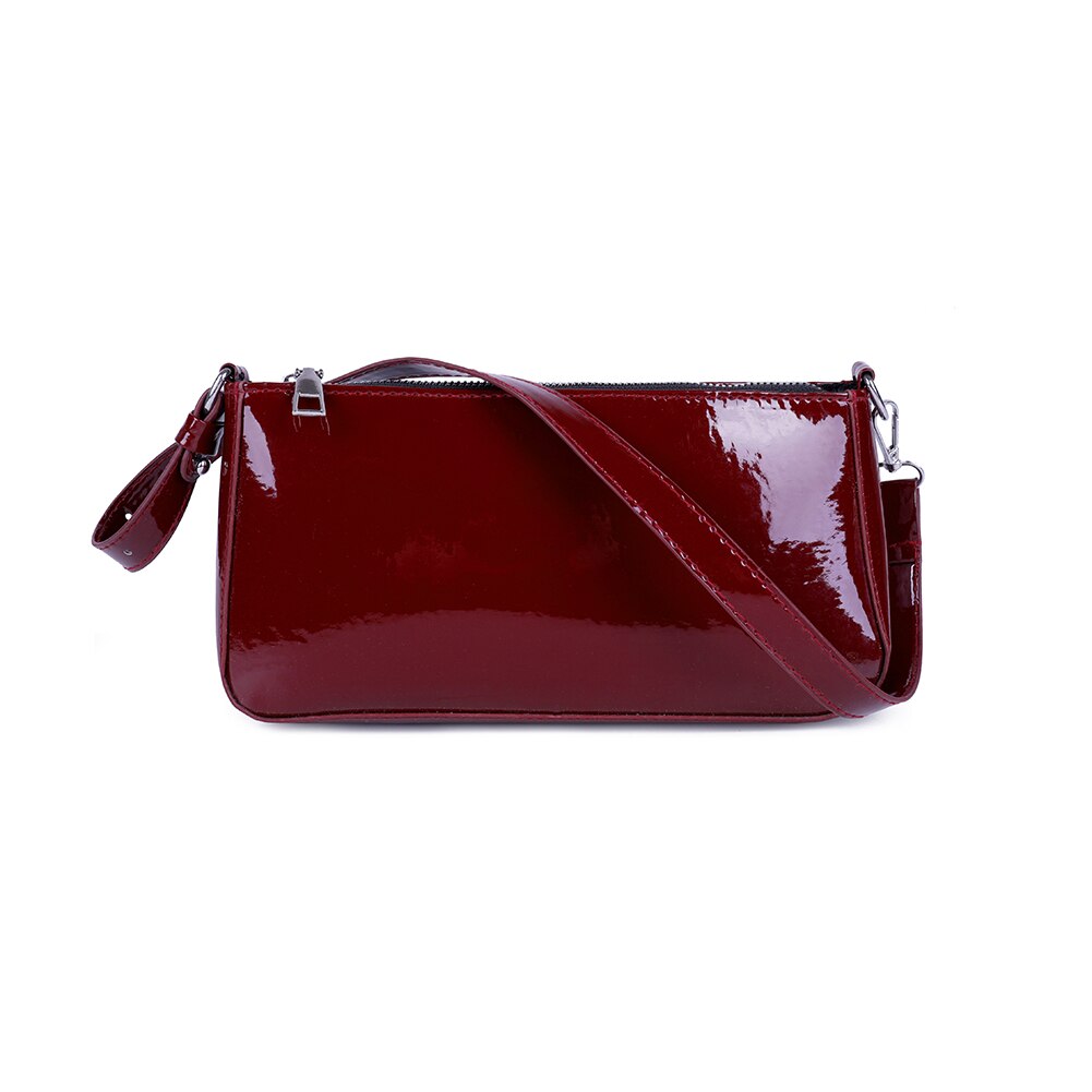 Slik farve pu læder skulder tasker til kvinder lille sky clutch crossbody taske rejsekæde håndtasker mulepose: Rød