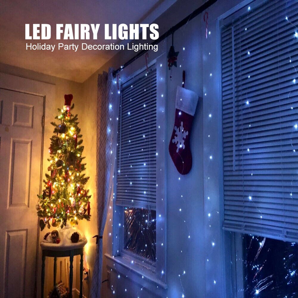Rideau avec guirlande LED, lumière féérique, USB, avec télécommande, 3 m, décoration d'intérieur pour fenêtre et chambre, Noël et Nouvel An