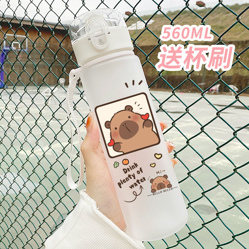 Botellas de bebida de rebote Capybara de 560ml, botella de agua de plástico barata Popular de dibujos animados, promocionales reutilizables, taza de agua de Capybara: violet