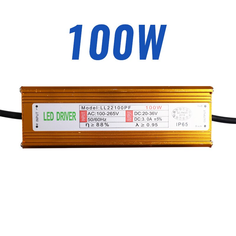 50W 100W High Power Constant Current LED Driver Waterproof IP65 Power Supply AC110-265V Input For Floodlight DC20-40V Output: 100W
