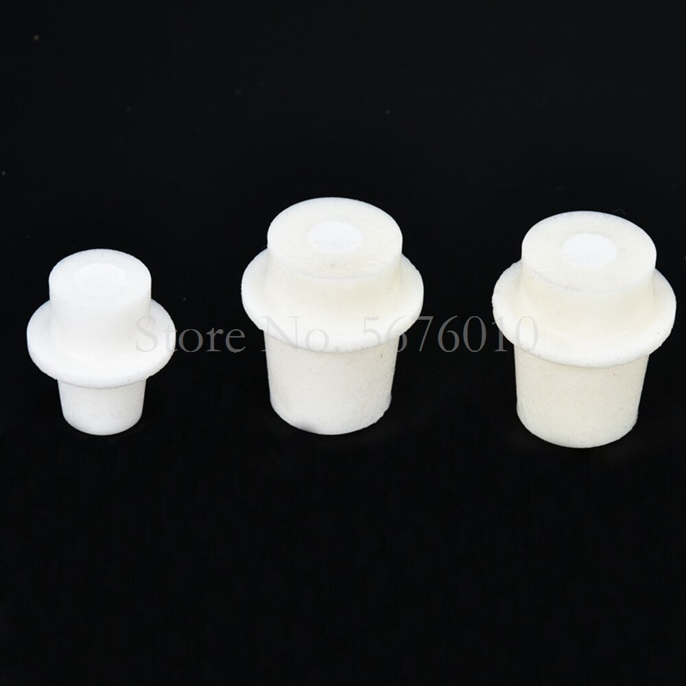 5Pcs Kolf Plug Laboratorium Siliconen Bung Met Gat Stoppers Luchtsluis Waskolf Driehoekige Kolf Plug Stopper