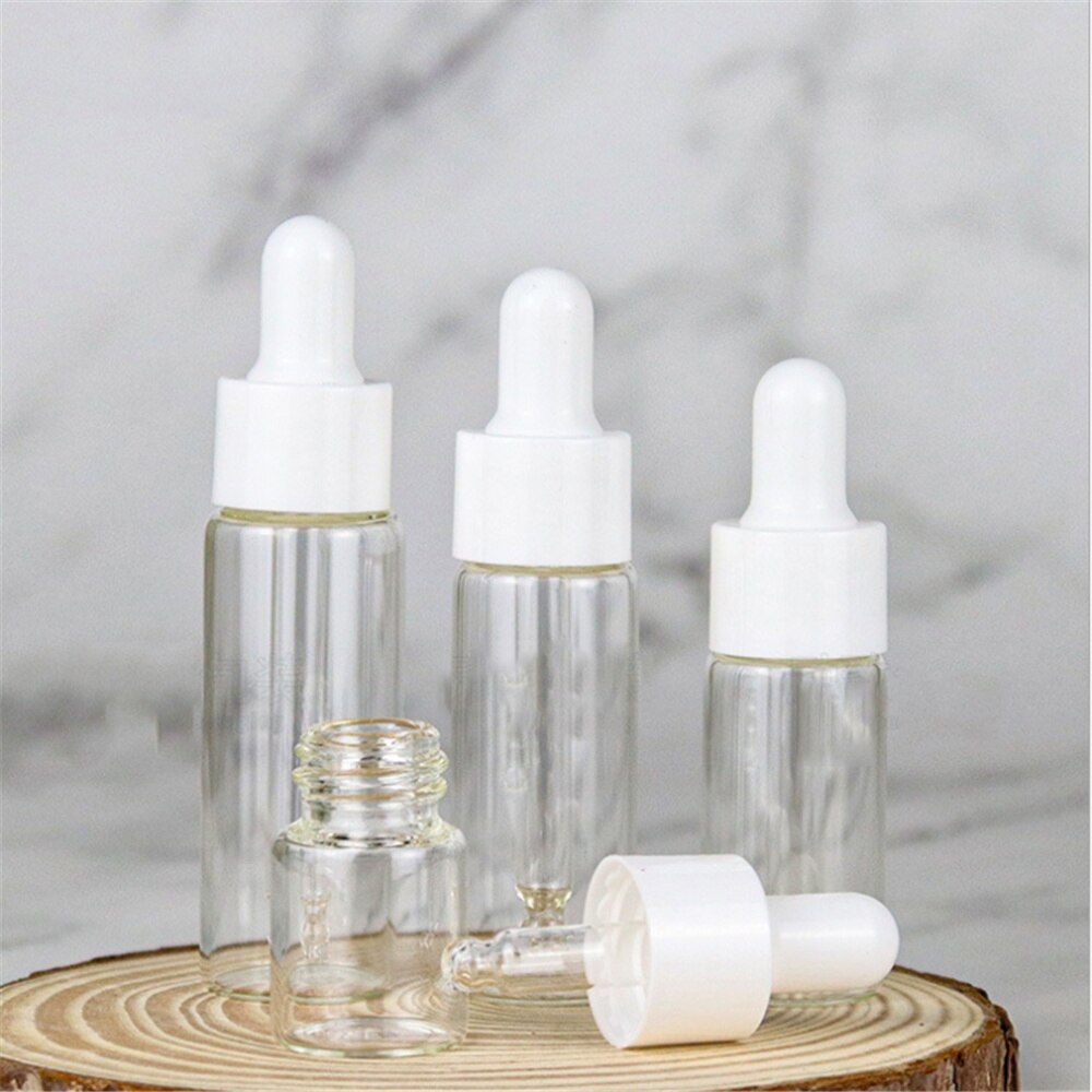 20pcs/lot 5ml 10ml 15ml 20ml Perfume Essential Oil Bottles Dropper Bottle Jars Vials with Pipette for Cosmetic Storage Container