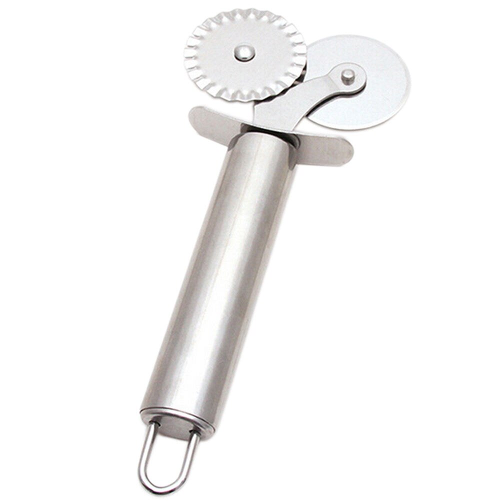 Stainless Steel Pizza Cutter Double Roller Pizza Knife Cutter Pastry Pasta Dough Crimper Kitchen Pizza Tools 6 Patterns