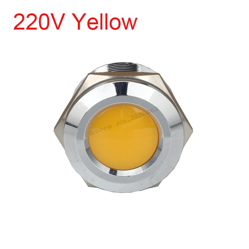 25mm Metal Indicator light LED Signal Lamp Car Boat Pilot Panel Signal Light 6V 12V 24V 220V 110V IP65 Waterproof Warning light: 220v Yellow