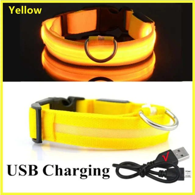 Led-glödande hundhalsband justerbart blinkande uppladdningsbart lysande halsband natt anti-förlorad hundsele för små hundar husdjursprodukter: Xl / Grå
