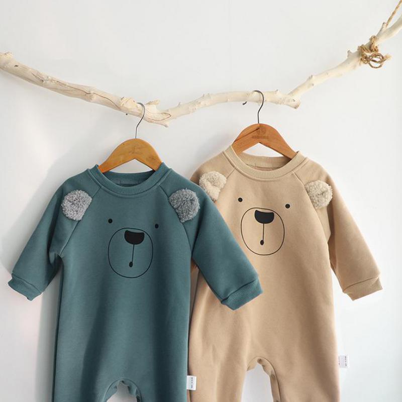 Cute Bear Ears Clothes For Newborns Autumn Winter Baby Boys Girls Long Sleeve Jumosuit Infant Kids Lovely Cotton Thick Rompers