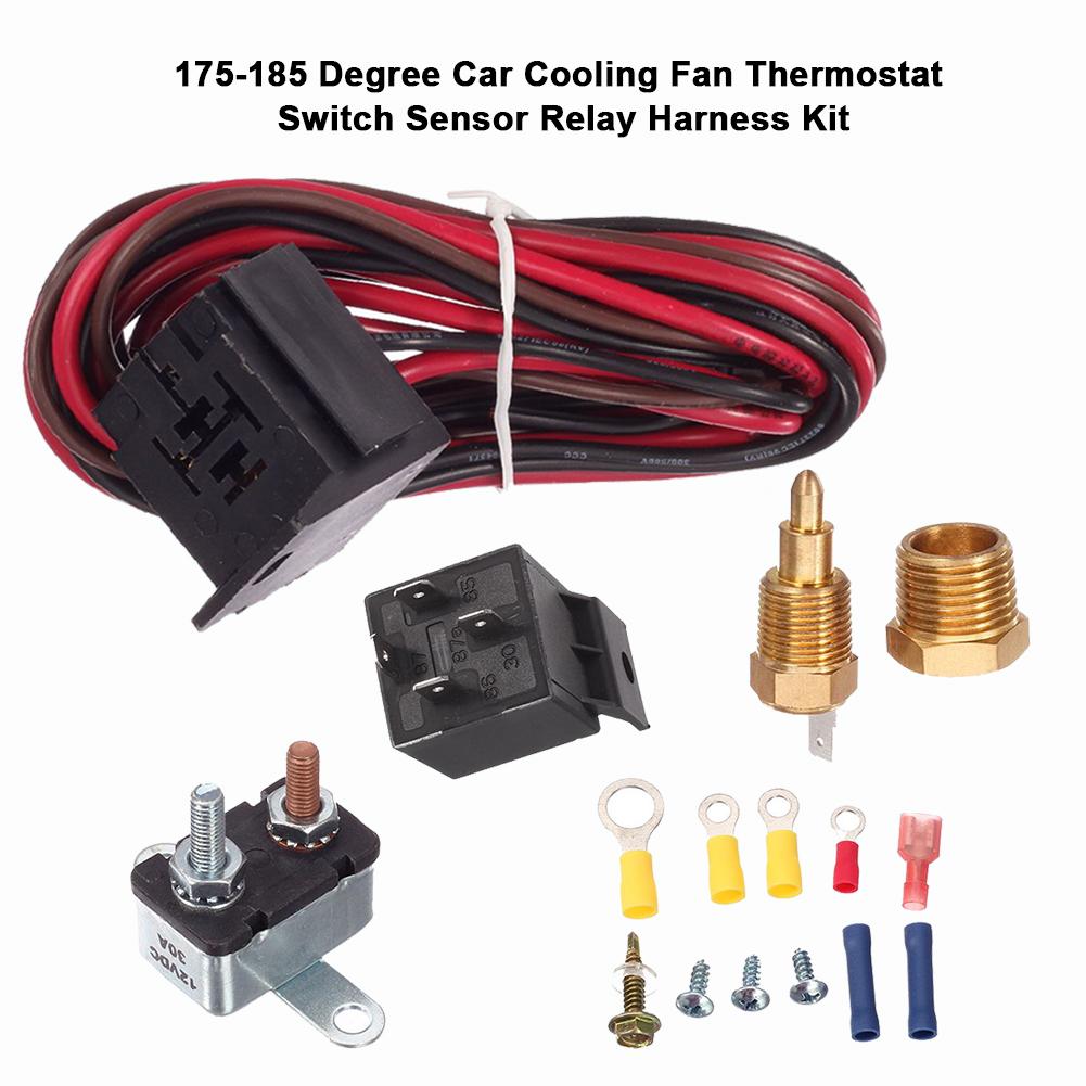 Fan Cooling Mounting Accessories Degree Car Cooling Fan Thermostat Switch Sensor Relay Harness Kit
