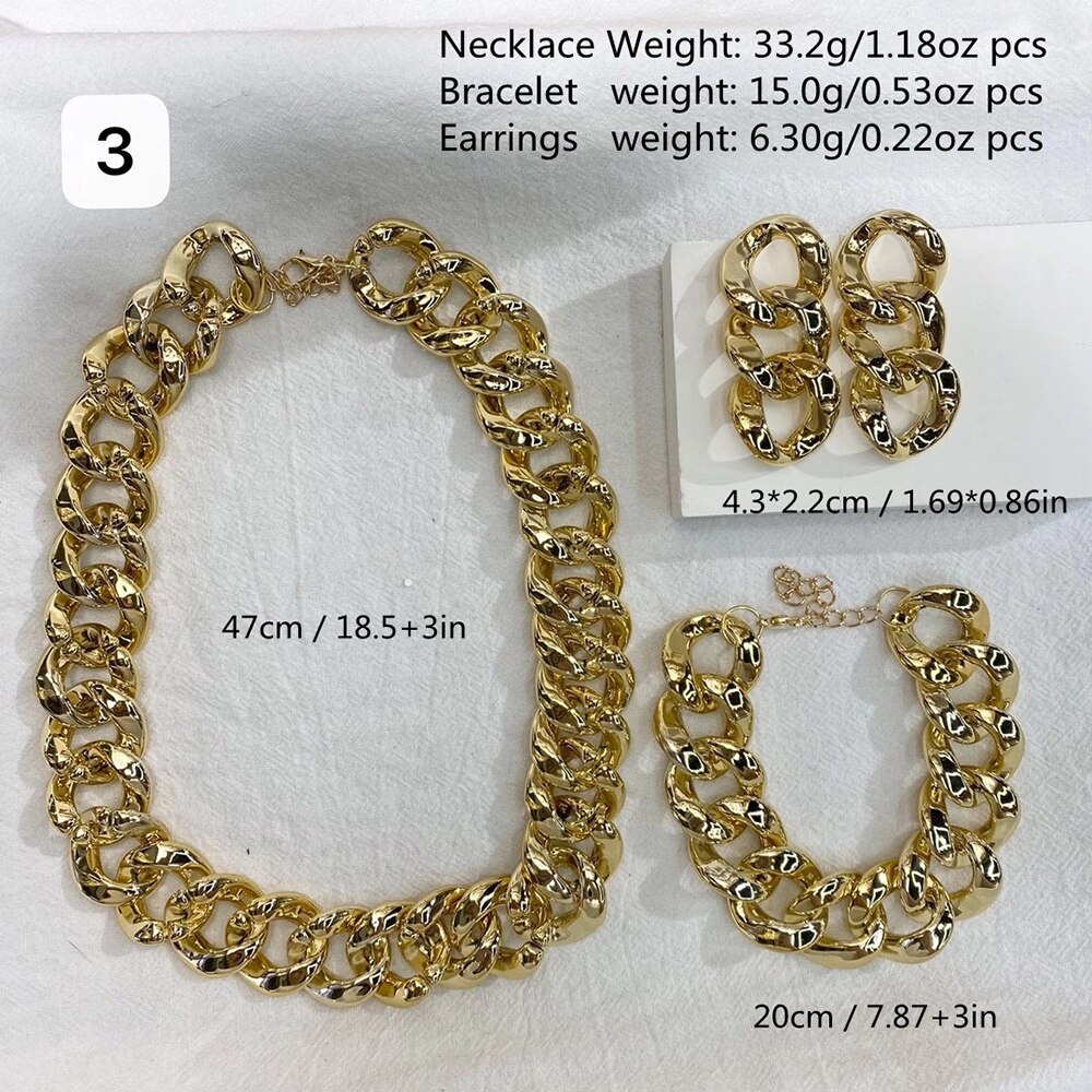 Dames retro gouden dikke kettingset van 3 #39 hiphop punk straatstijl sieraden korte ketting