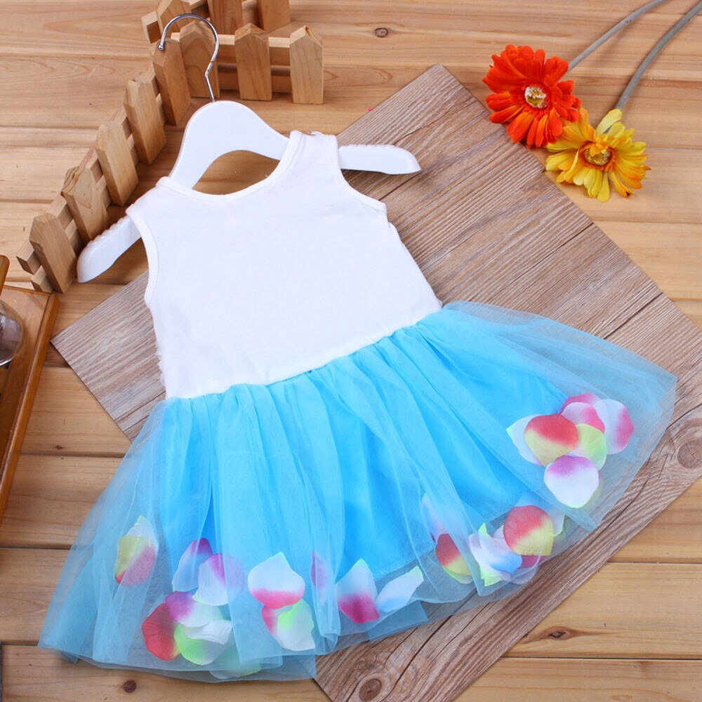 Småbørn spædbørn sløjfe tutu kronblade tyl kjoler baby piger blomster kjole outfits børn kjoler til piger tøj piger kjole pige