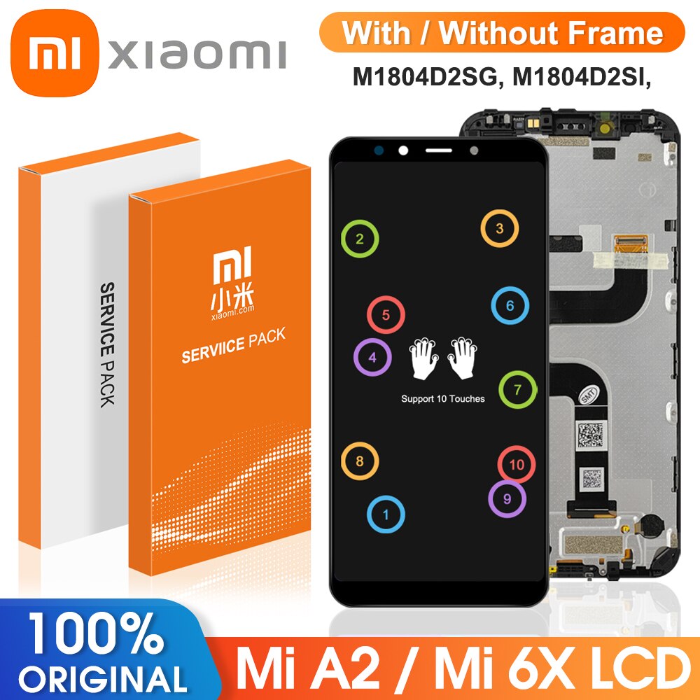 Tela original para xiaomi mi a2 mia2 display lcd tela de toque digiziter assembléia com quadro para xiaomi 6x mi6x tela lcd