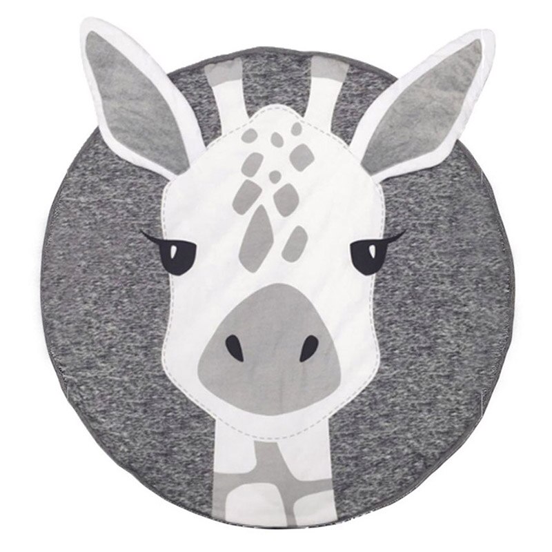 Baby lekmattor barn mattor tjock bomull småbarn krypande knäskydd baby matta rund giraff kanin lekmatta djurtryck filt: Giraff