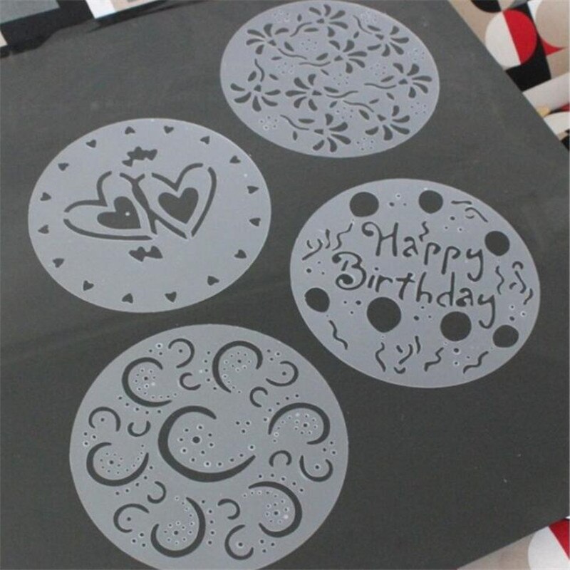 4 Stk/partij Plastic Cake Stencils Bloem Spray Stencils Verjaardag Cakevorm Decoreren Bakkerij Gereedschap Diy Mould Fondant Sjabloon Tools