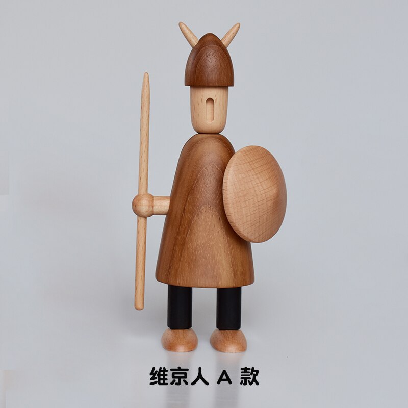 Wikinger soldat Holz Dekorative figuren Spielzeug Hause dekoration zubehör für wohnzimmer/nordisch Dekor auf sterben Regal/Innen: A 20cm