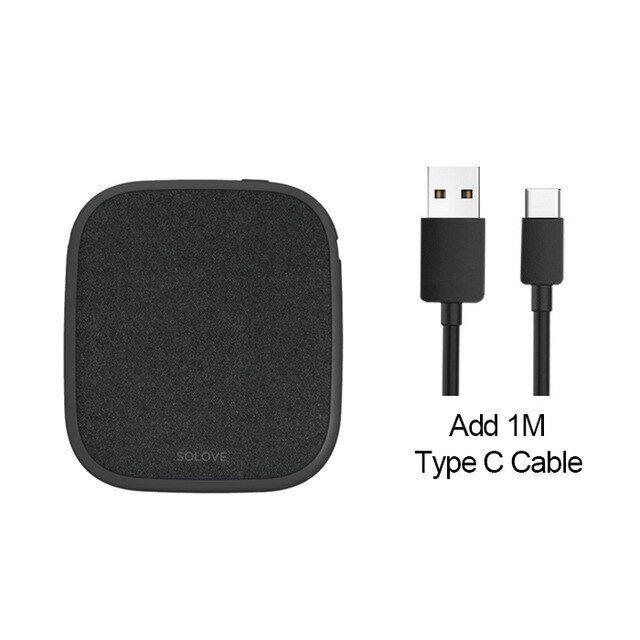 SOLOVE 10000 mAh QI Wireless Dual USB Power Bank Quick Charge for Huawei Samsung iPhone X XR XS MAX 8 Plus: BlackType-C