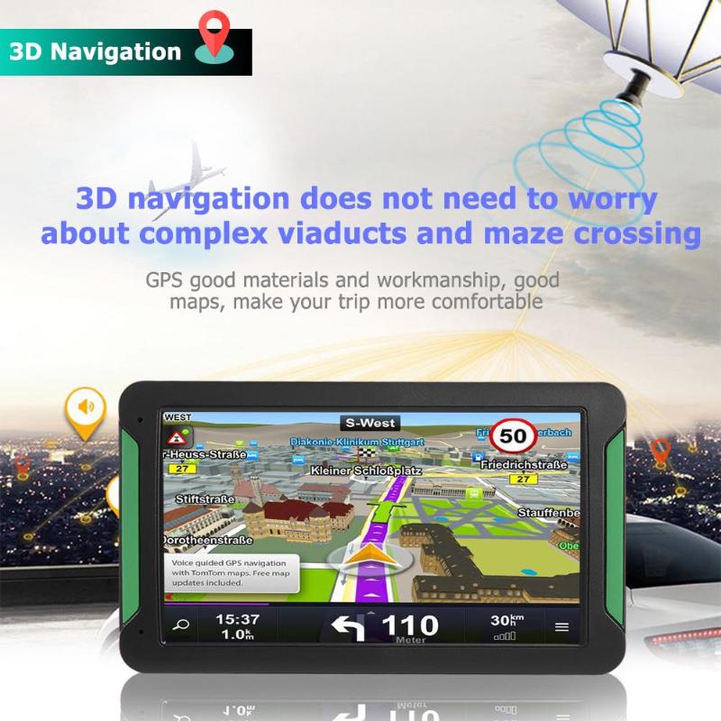 7 inch Touch Screen Car Truck GPS Navigation 128MB+8GB RAM Multi Language Rechargeable GPS Tourist Navigator With Maps