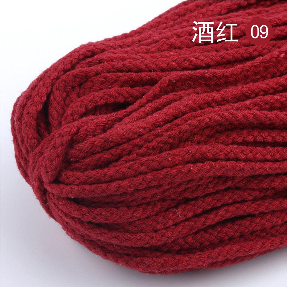 10Yards 5Mm Gekleurde Twisted Cord Touw 100% Katoenen Touw Cords Craft Decoratieve Twisted Diy Handgemaakte Tas Trekkoord Accessoires: Wine red