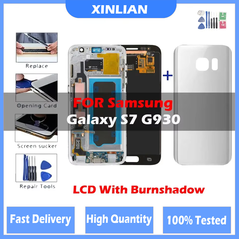 Amoled Burn Shadow LCD For Samsung S7 G930 LCD Display Touch Screen Digitizer Assembly For Samsung G930 G930F LCD With Frame
