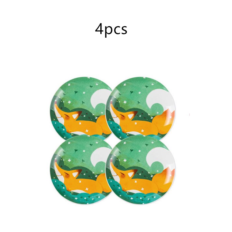 Children's Ceramic Dinner Plate Cartoon Animation Bone China Round Bowl Household Kitchen Supplies Cute Fruit Plate: F 4pcs
