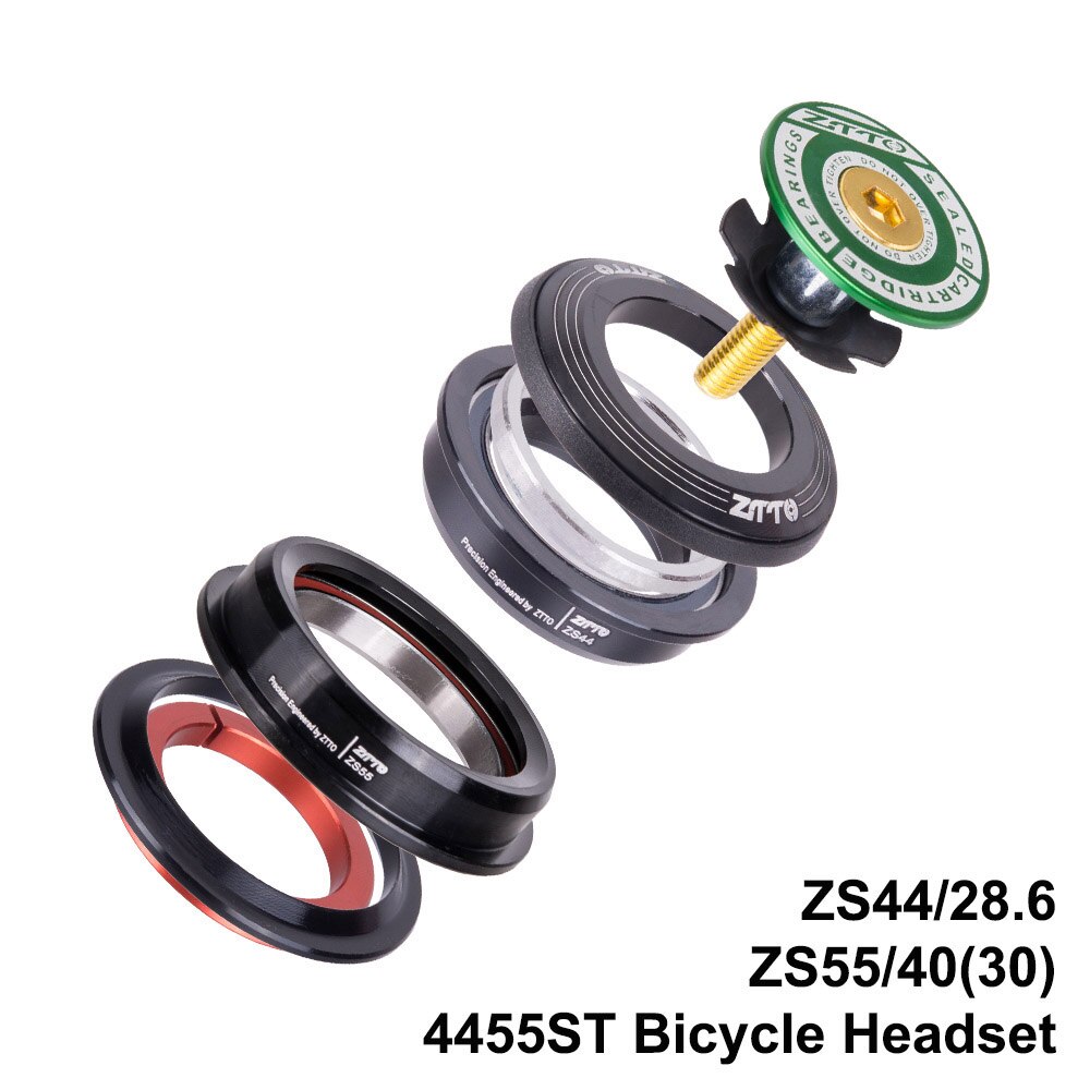 MTB Headset 44mm 55mm 455ST Tapered Straight Universal 1.5 inch 28.6mm Fork Zero Stack Integrated With Cups road bike: 4455ST Green