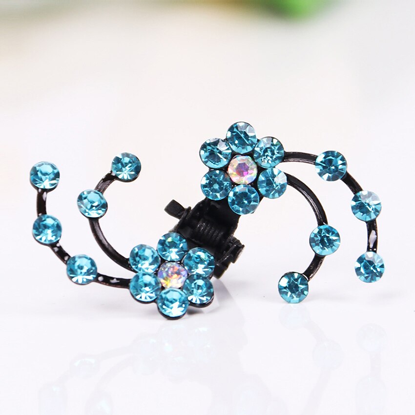 6PCS/1 Pacote Nupcial Do Casamento Cabelo Garras Mulheres de Mini Grampos de Cabelo Grampos de Cabelo Flor Acessórios Para o Cabelo Headwear Strass Floco De Neve: Blue