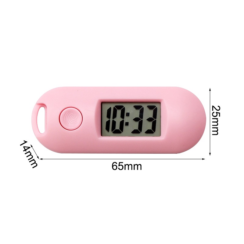 Mini horloge numérique de poche, silencieuse, lumineuse, Portable, affichage LCD, rétro-éclairé vert, pour étudiant, bibliothèque d'étude: pink