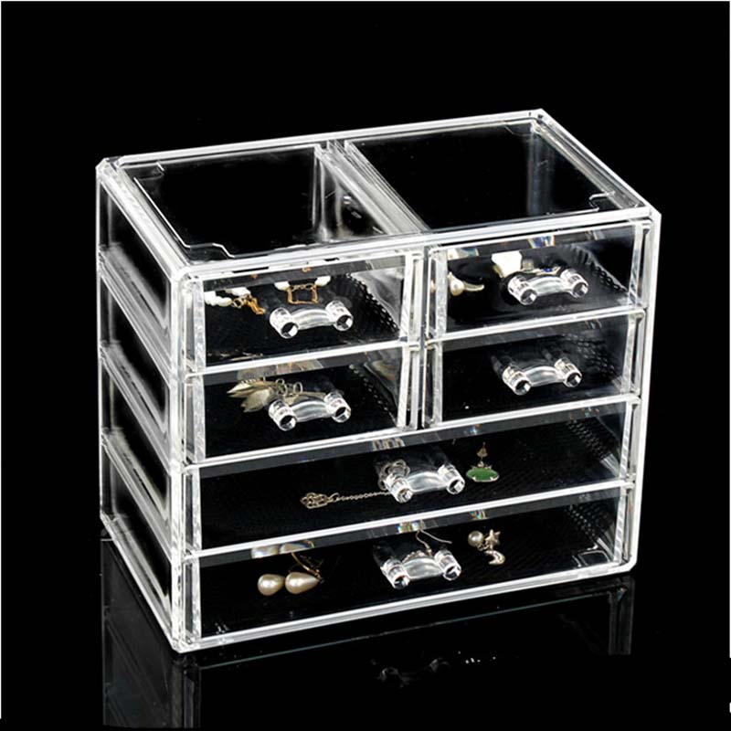 Acryl transparante Make-Up Organizer Opslag Boxe Thuis organizador maquillaje Drawers Make Up Organizer Sieraden Opbergdoos: 6 Drawers