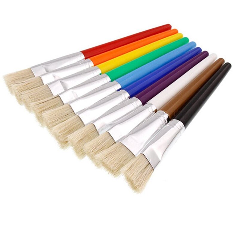 10 Stuks Borstel Verf Borstel Voor Kinderen Olie Aquarel Borstels Gouache Tekening Art Gereedschap