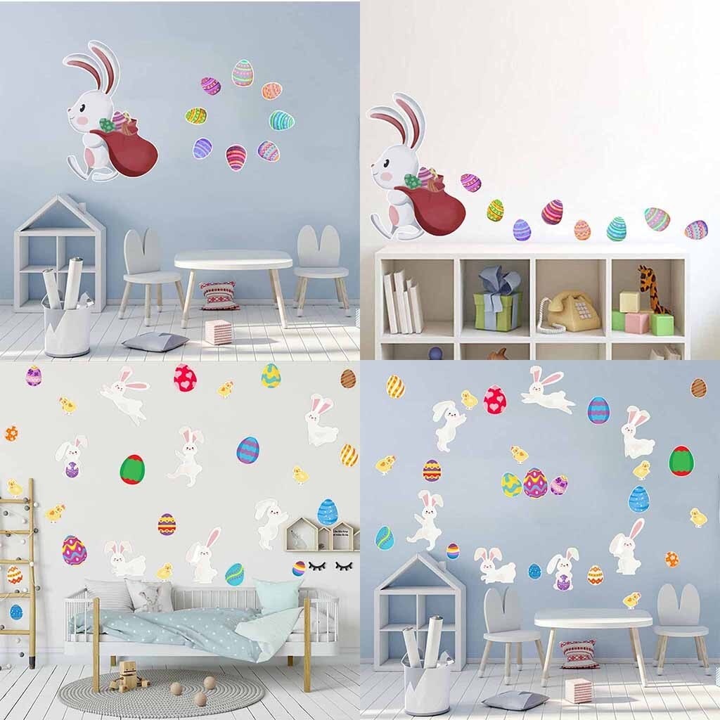 Easter Window Clings Decals Carrot Bunny Egg Window Sticker for Wall Door Decor Easter Party Home Decor Animal Sticker#30