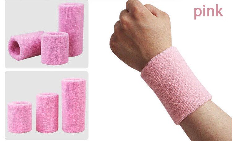 Muñequera deportiva de 8cm para hombre y mujer, 100% de muñeca de algodón para el sudor, Protector para tenis, baloncesto y bádminton: Pink