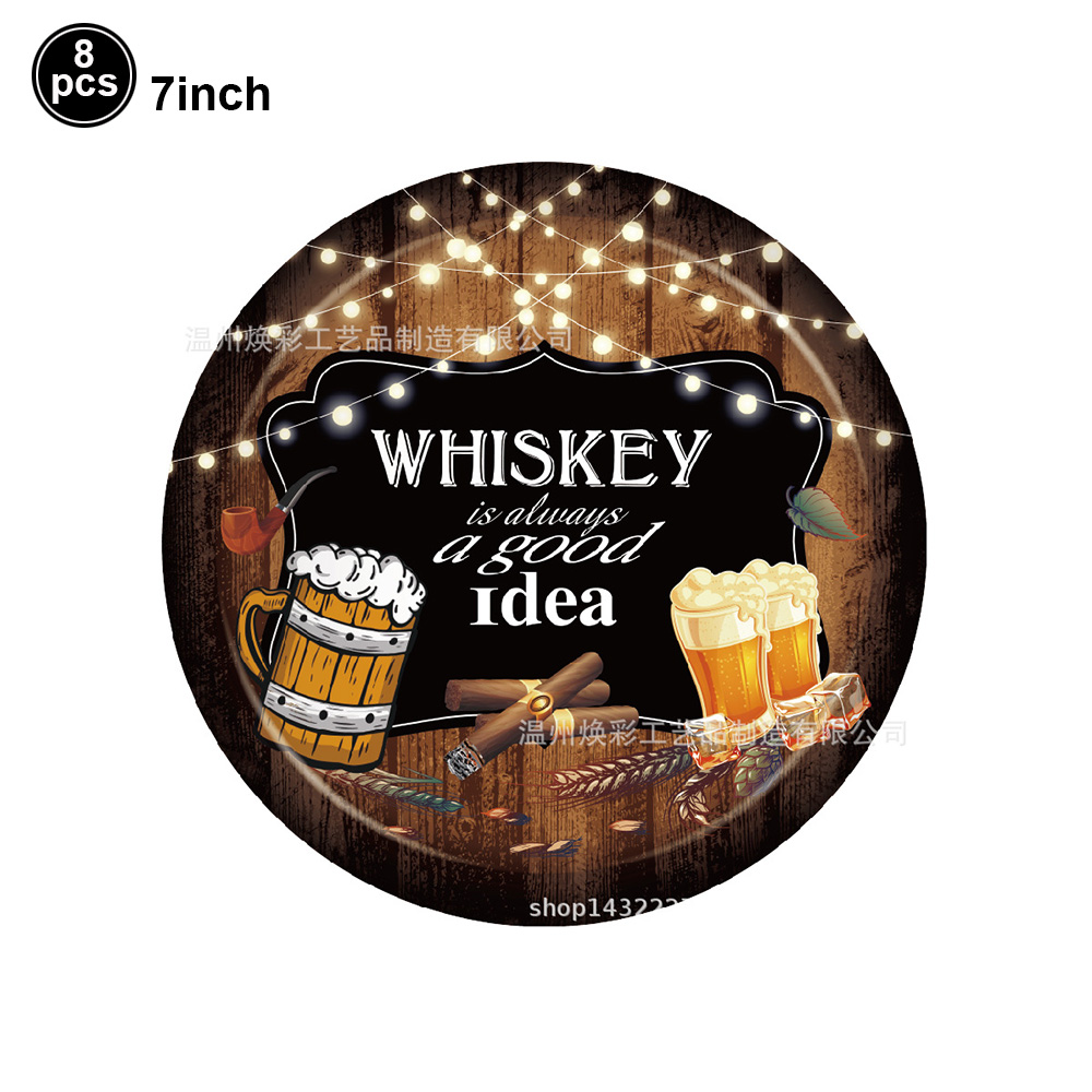 Whiskey Themed Party Tableware Whiskey Spiral Pendant Whiskey Aluminum Foil Ball Birthday Party Decorations Adult Party Supplies: Fluorescence Yellow