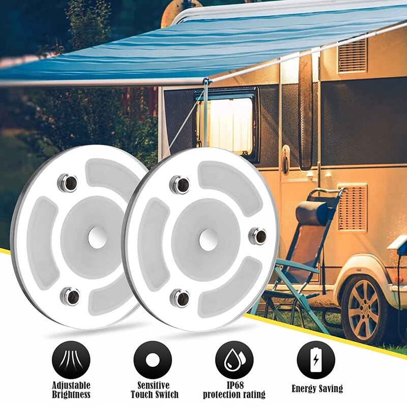RV LED Dome Lights 12V-24V,Warm White &amp; Blue Dimmable Ceiling Lamp with Contact Switch,for Motorhome Trailer Camper Boat: Default Title