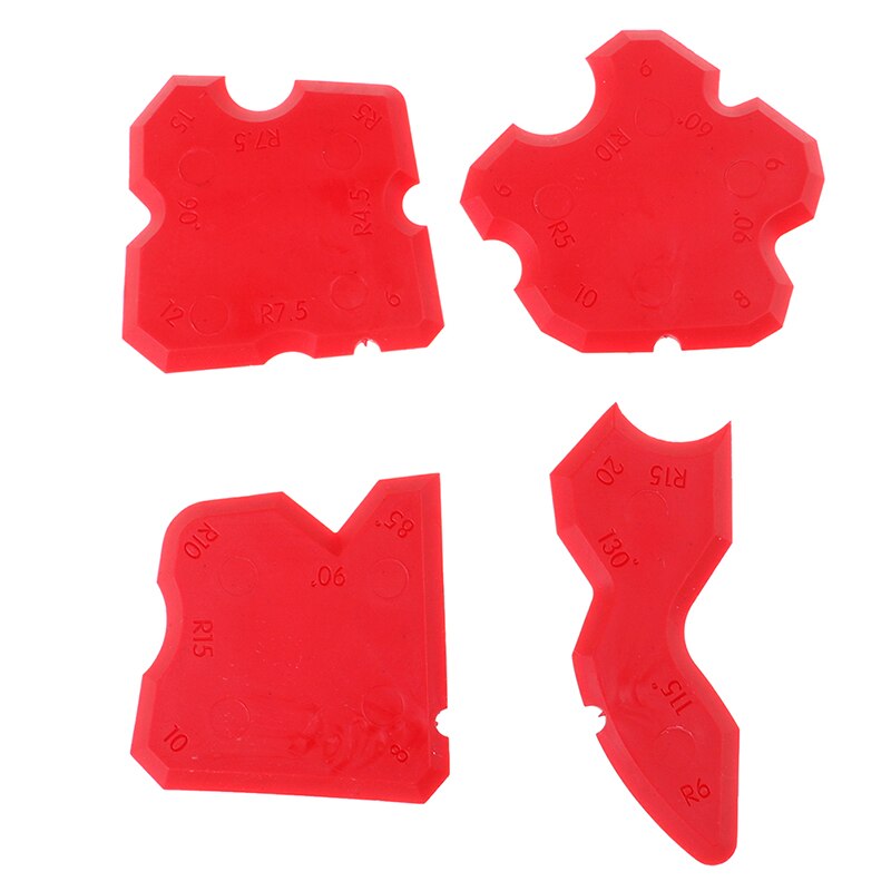 4pcs/Set Glass Glue Shovel Silicone Gel Squeegees Sealant Angle Corner Spreader Spatula Rubber Scraper Cement Residual Glue: Red