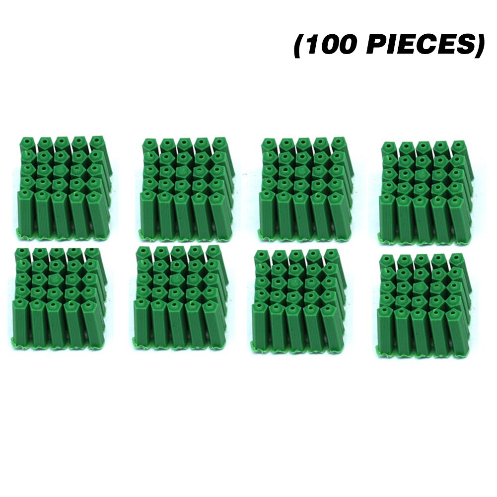 100pcs Plastic expansion pipe green wall plug rubber anchor plug self tapping screw expansion tube