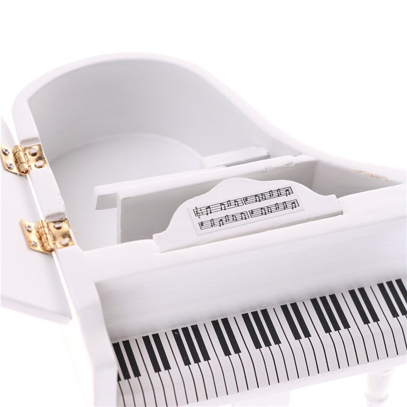 1:12 Houten Grand Piano Met Kruk Model Spelen Speelgoed Accessoires Dollhouse Miniatuur Wit Exquise