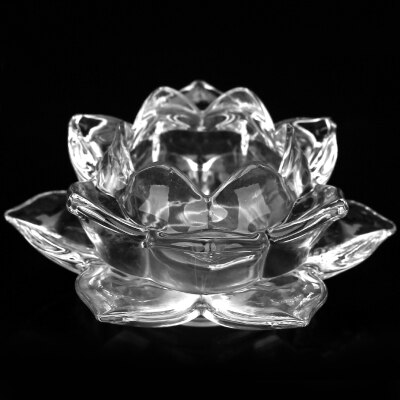 Kandelaar boterlamp boeddhistische tempelbenodigdheden grote zesbladige lotus kleurrijk kristalglas voor boeddhalicht kandelaar