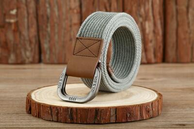 Ceinture En Tissu Noir 110 Cm à Double Anneau - Style Militaire, Largeur 4 Cm