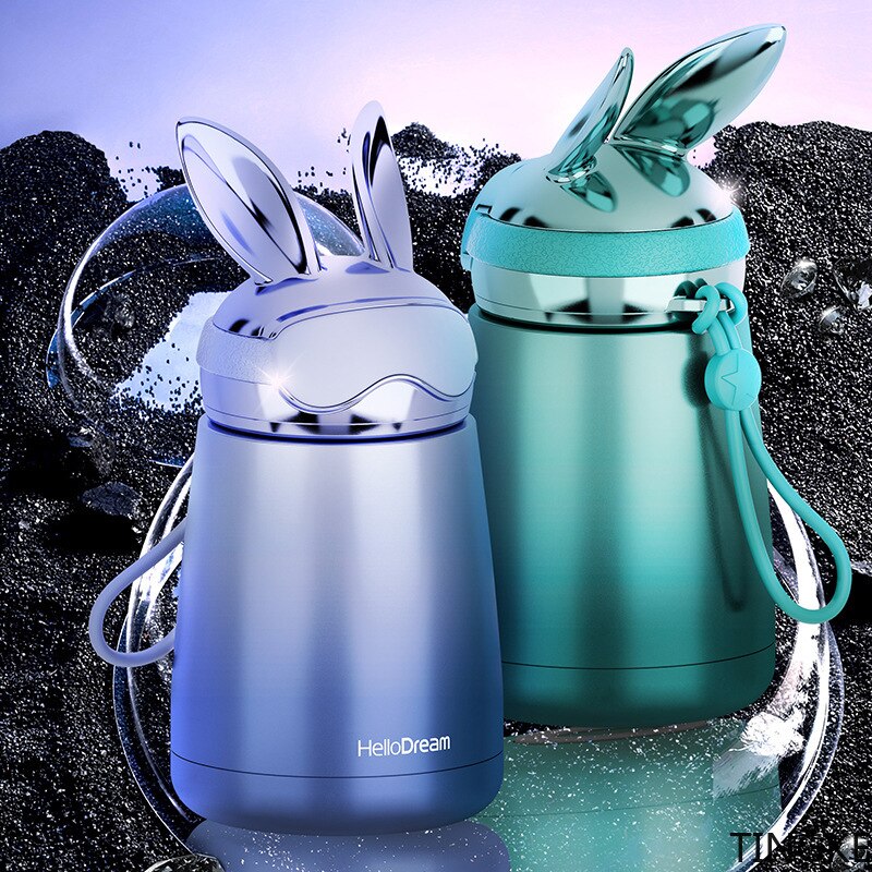 królik uszy próżniowe termos ze stali nierdzewnej student dzieci moda przenośna butelka wody pocisk 300ml odkryty kubek wody