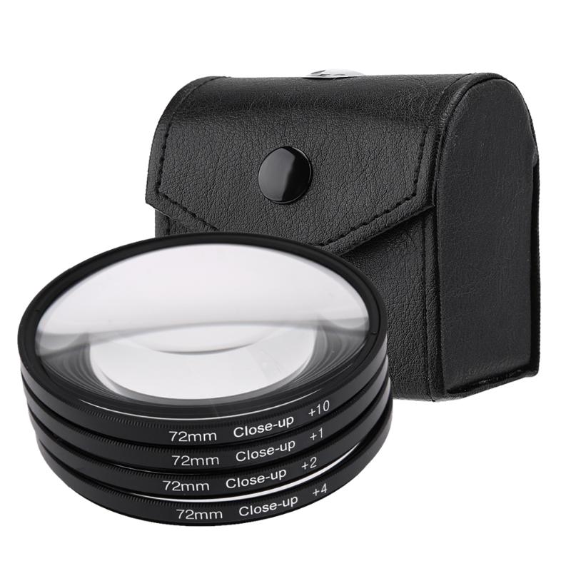 Filtro de lente para Macro Set 4 Uds 52mm Close-Up + 1 + 2 + 4 + 10 con bolsa filtro de lente para Macro Kit de filtros para lentes para cámara Canon DSLR