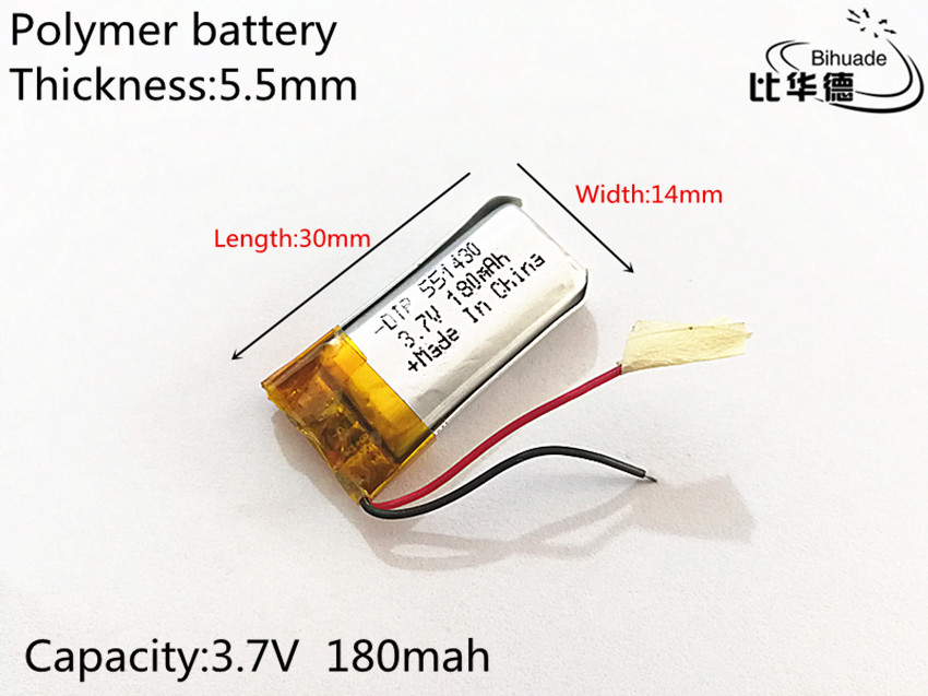 10pcs/lot 551430 501430 3.7v 180mah LiPo Rechargeable Battery ion cells For Mp3 Mp4 Mp5 DIY PAD E-book bluetooth headset