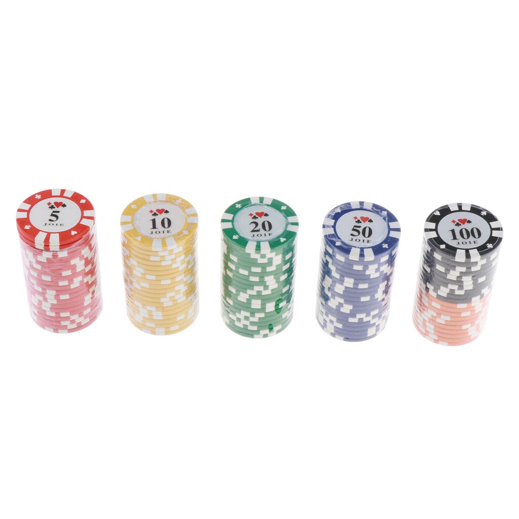 100x Zählen Zähler Poker Chips mit 5,10, 20,50, 100 Stückelung einstellen