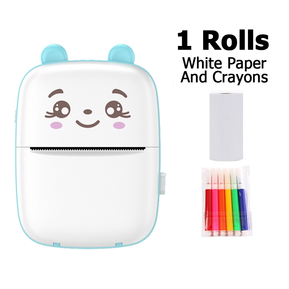 Portable Printer MINI Thermal Printer Ink-less Pocket Label Printer 58mm Printing Wireless BT Connect For Android IOS Printers: BLUE