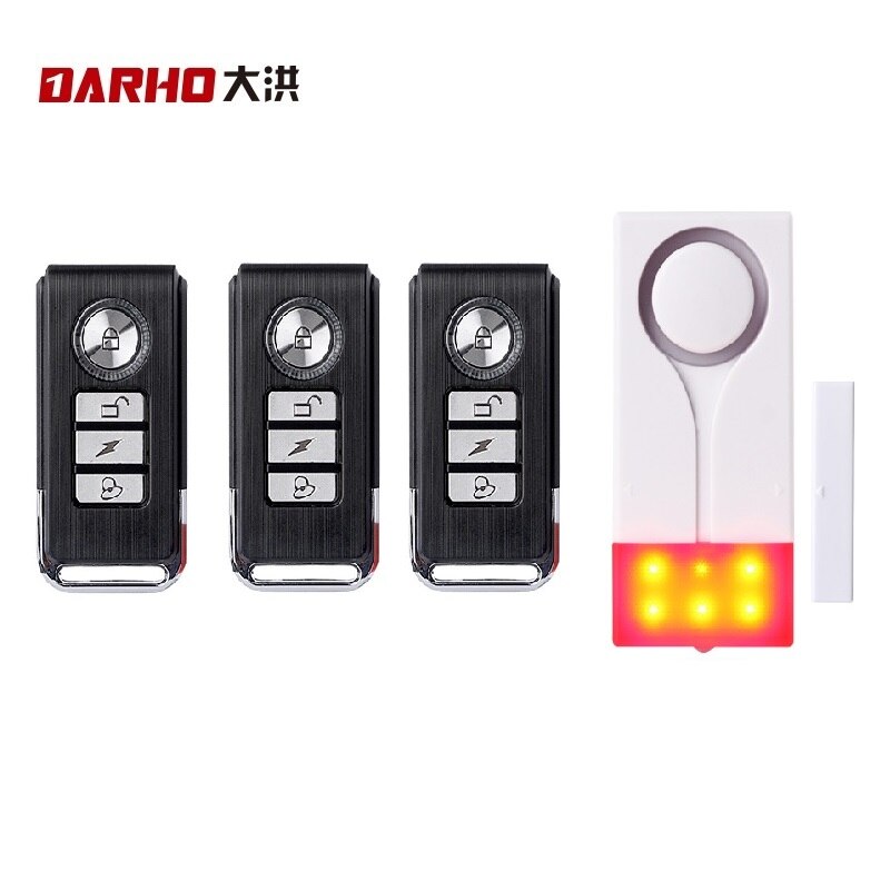 Darho Rode Flash Home Security Bel Met Geluid Venster Deur Magneet Sensor Detector Draadloze Alarm Systeem + Afstandsbediening: D