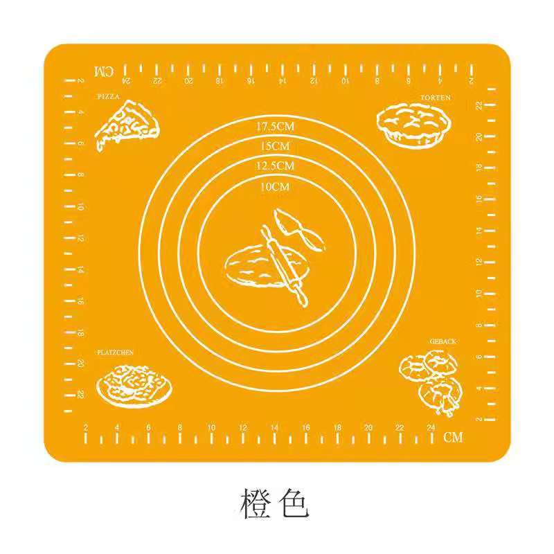 Multi-size Food Grade Silicone Kneading Pad, Baking Silicone Pad, Thickened Scaled Heat Insulation Chopping Board and Dough Pad: 29X26CM-Orange