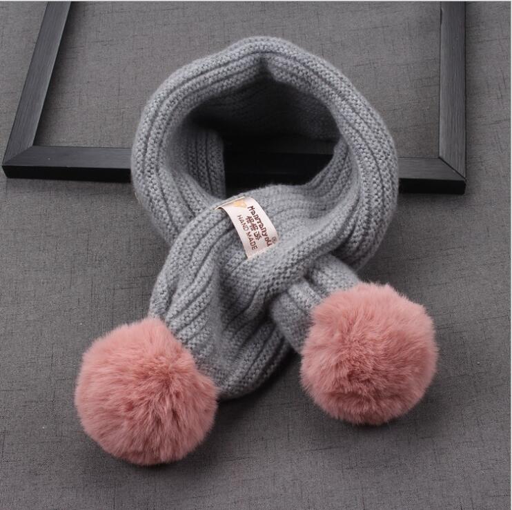 Koreaanse versie van baby warming wol sjaal herfst en winter soort sjaal voor jongens en meisjes met koude preventie en hals beschermin: Gray