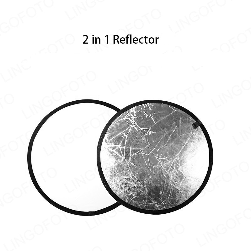 80cm 2- i -1 sammenklappelig rund disk studielysreflektor sølv & hvid  lc6113
