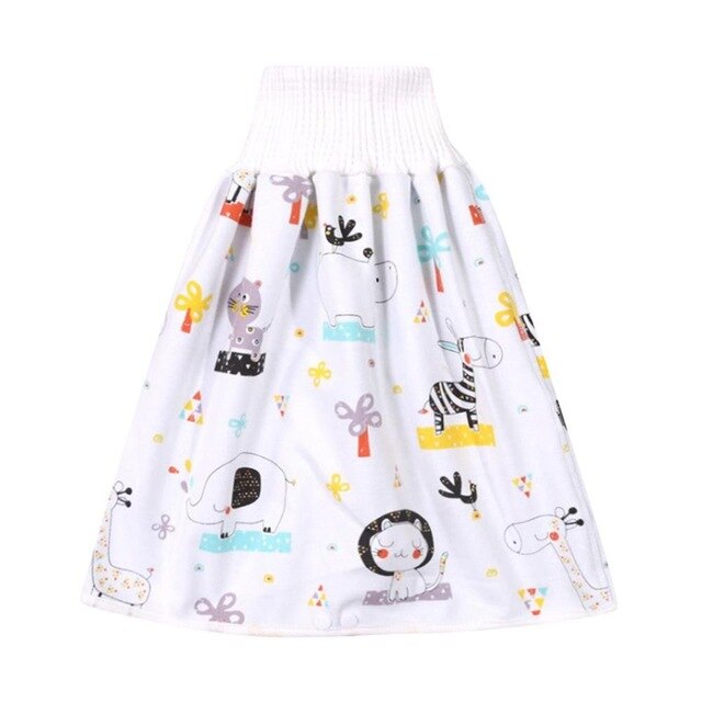 2 in 1 Comfy Children's Adult Diaper Skirt Shorts Baby Waterproof Diaper Skirt Pants Training Pants Kids Cover Underwear: Animal Party / L