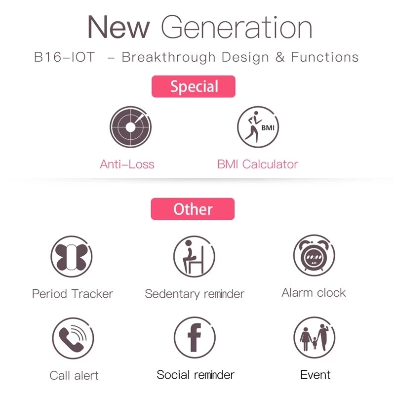 SKMEI B16 Smartwatch - Women's, Call Reminder, Sleep Tracker, Fitness Tracker, Round Display